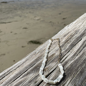 1/2 & 1/2 -MOP & Gold Paperclip Necklace