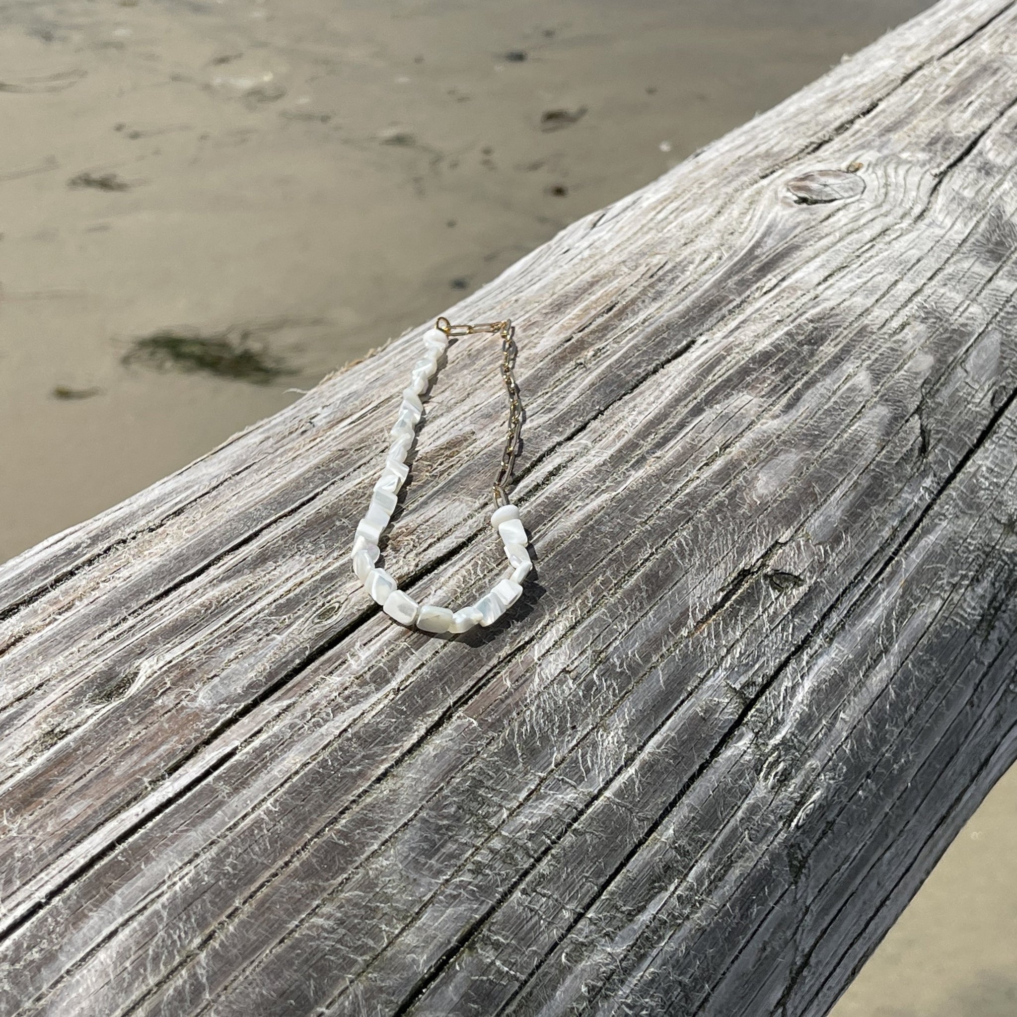 1/2 & 1/2 -MOP & Gold Paperclip Necklace