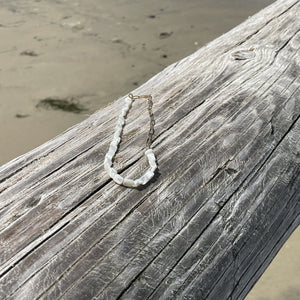 1/2 & 1/2 -MOP & Gold Paperclip Necklace