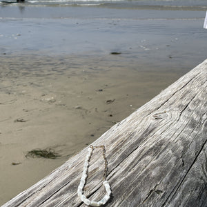1/2 & 1/2 -MOP & Gold Paperclip Necklace