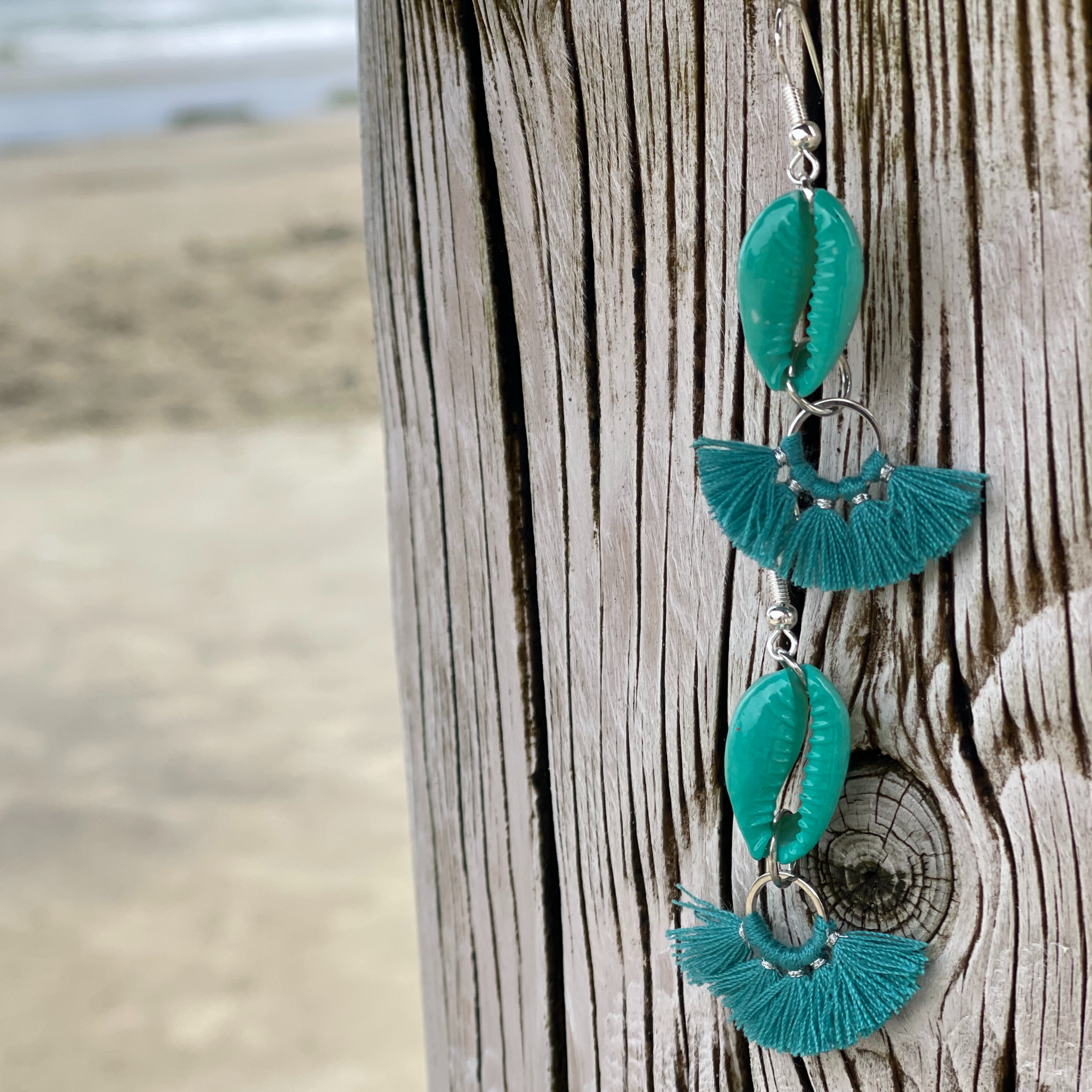 Teal on Teal fan Earrings