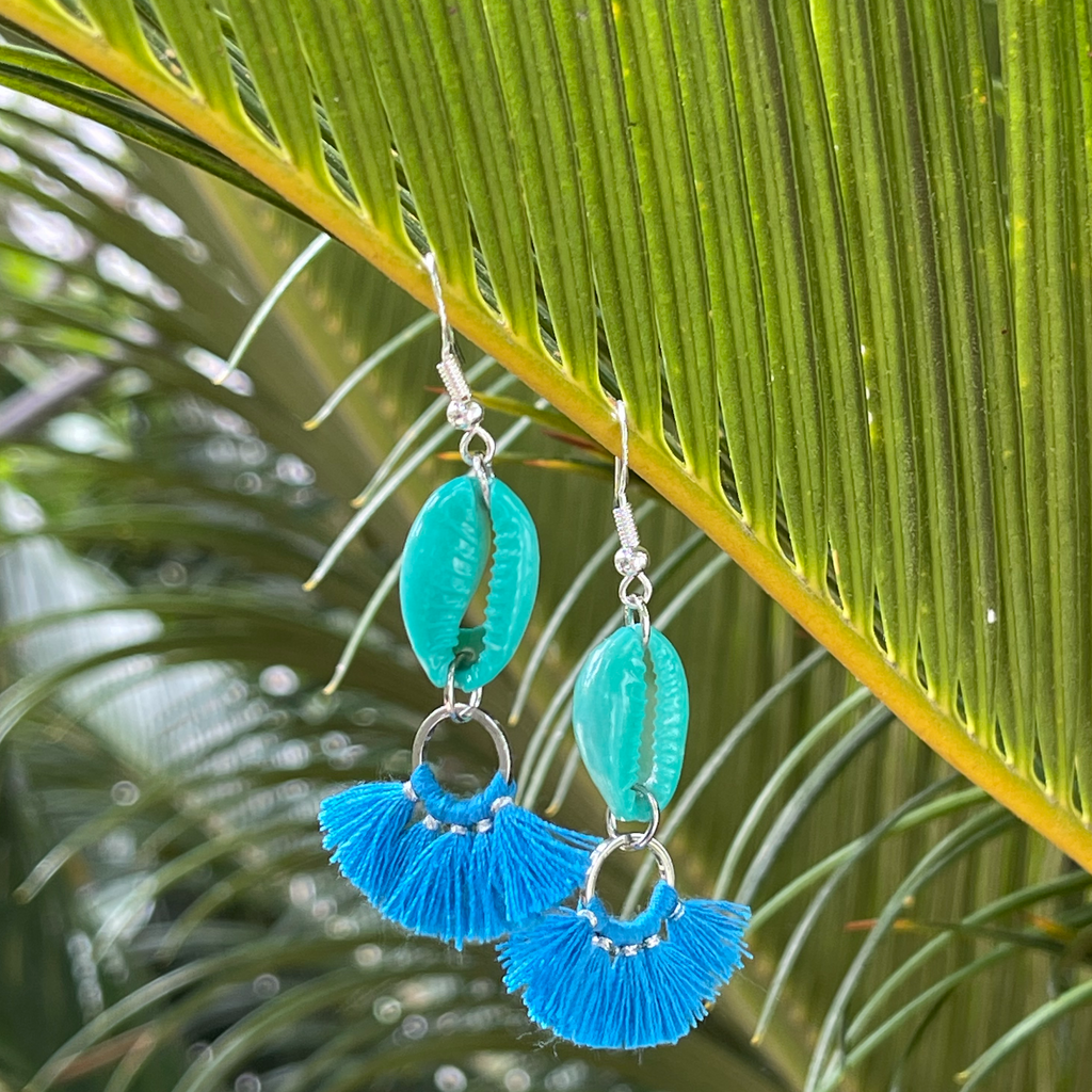 Blue/Turquoise Fan Earrings