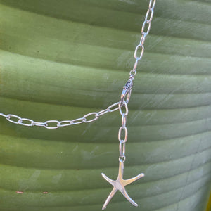 Silver Paperclip Necklace with Dolphin Tail/Starfish