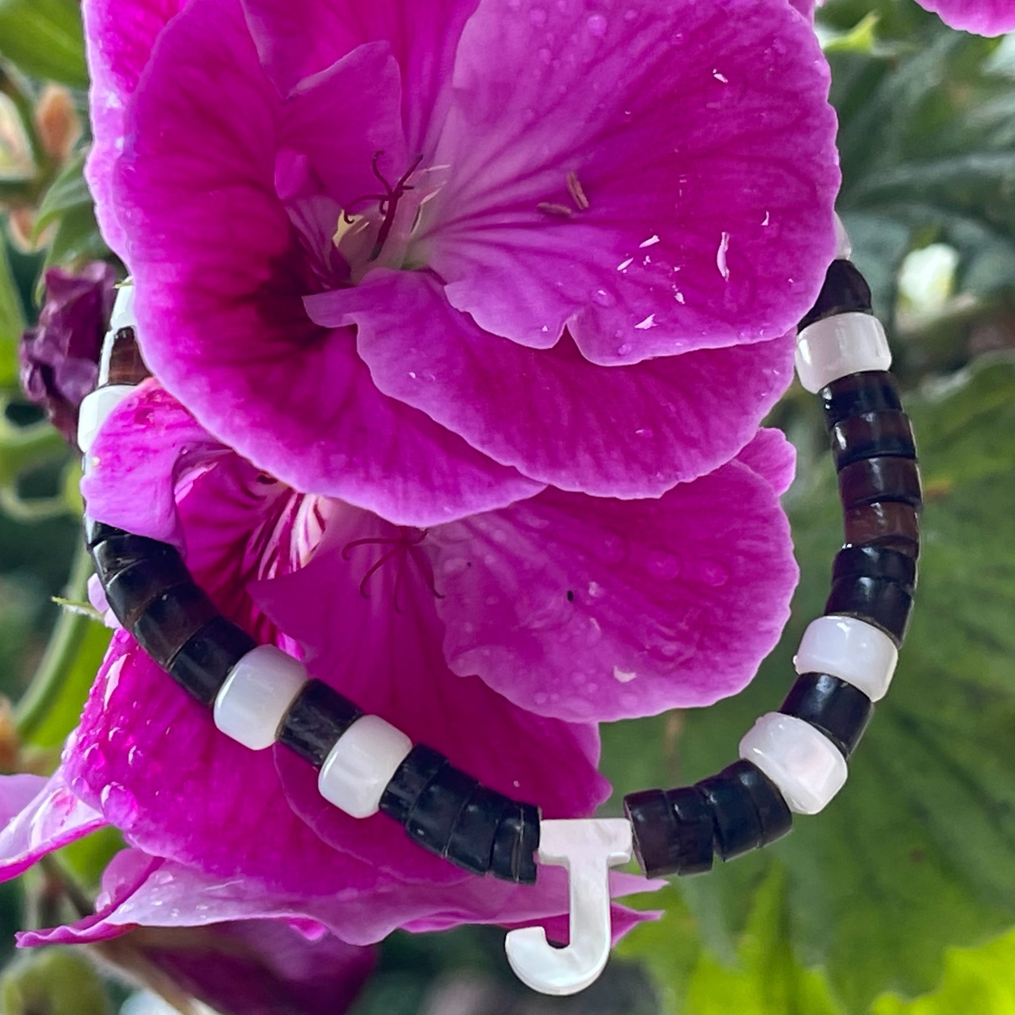 MOP Striped Initial Bracelets