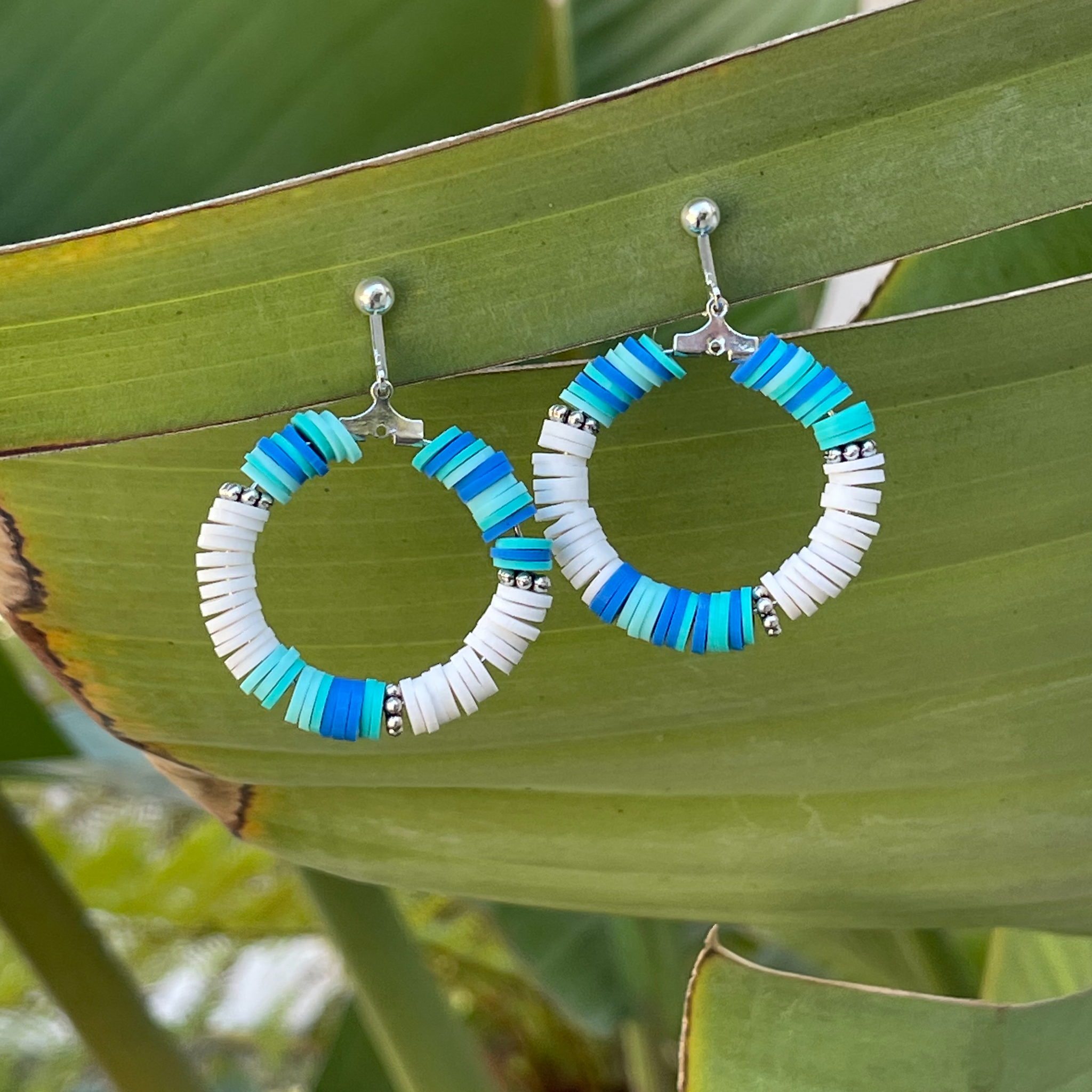 Blue Green Stripe Hoops