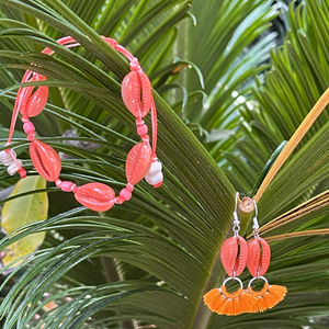 Orange/Coral Cowrie Bracelet/Necklace/Anklet