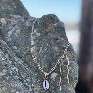 Gold Paperclip Necklace with Puka or Charms