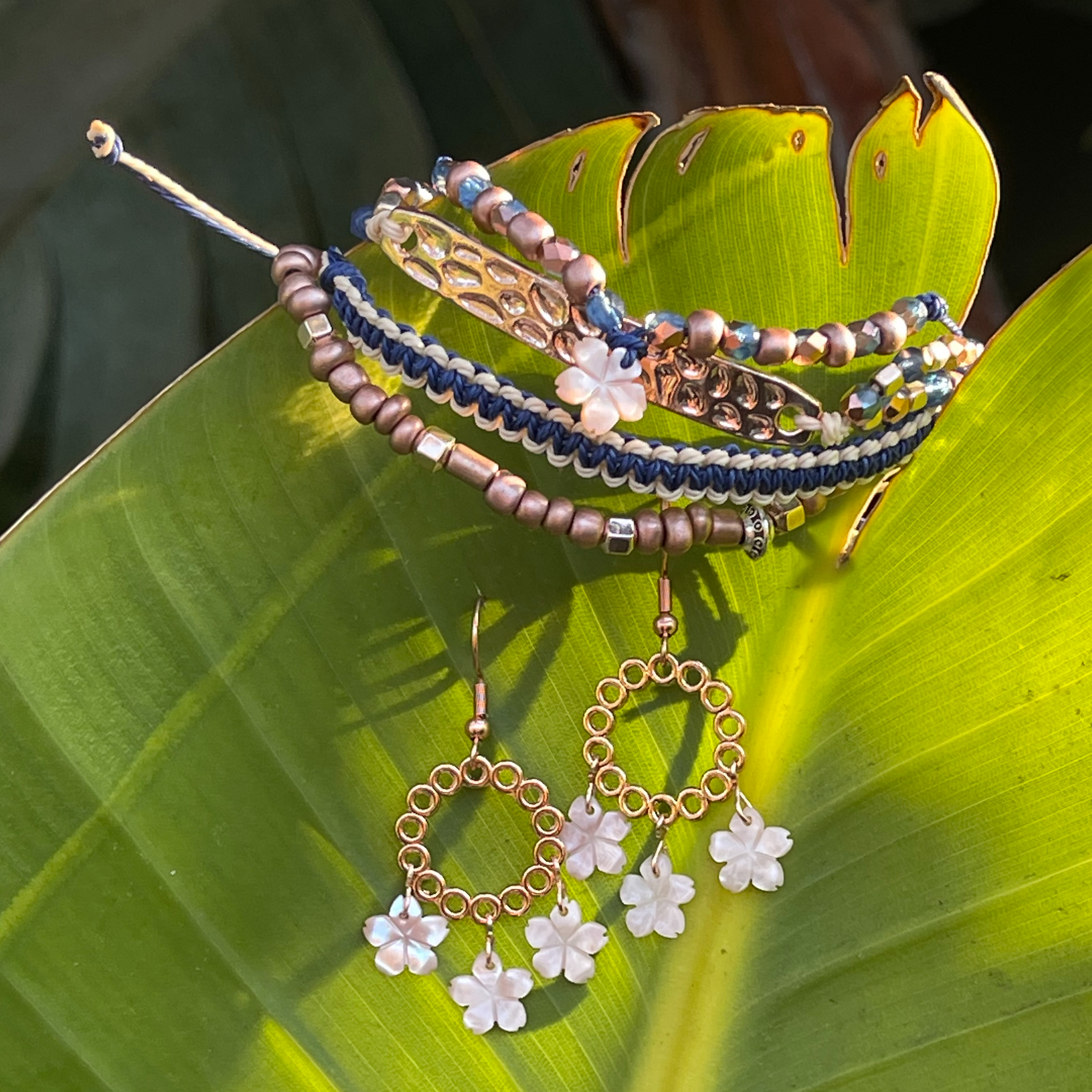 Navy & Rose Gold Arm Stack