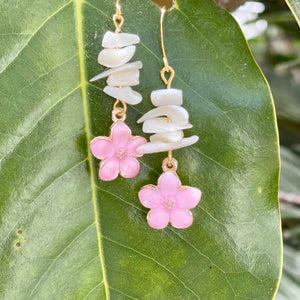 Pink Flower & MOP  Dangles