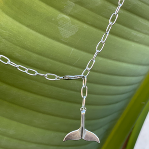 Silver Paperclip Necklace with Dolphin Tail/Starfish