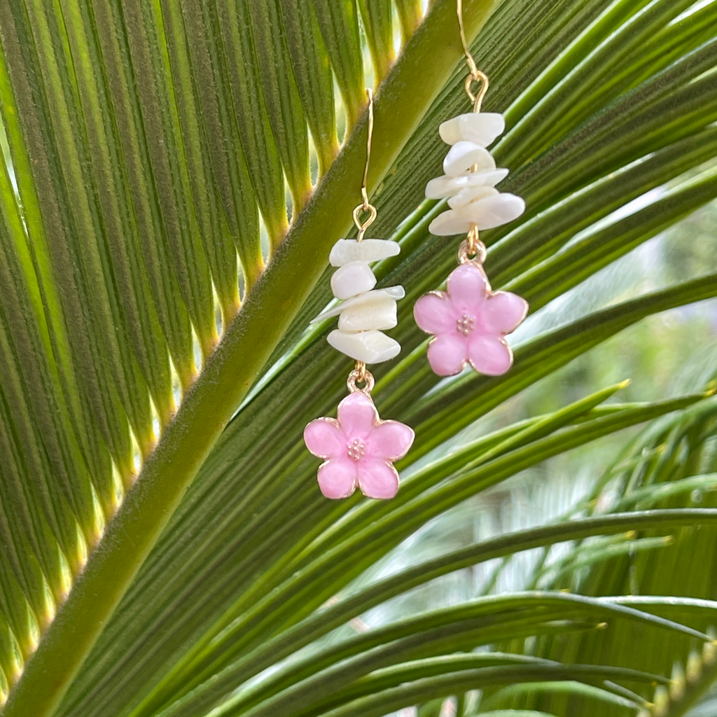 Pink Flower & MOP  Dangles