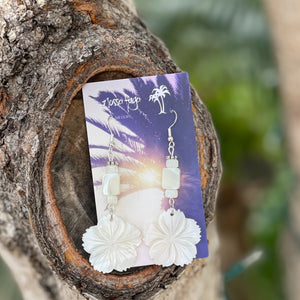 MOP White Flower Earrings