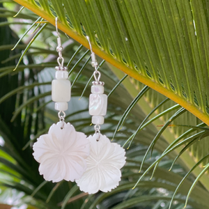 MOP White Flower Earrings