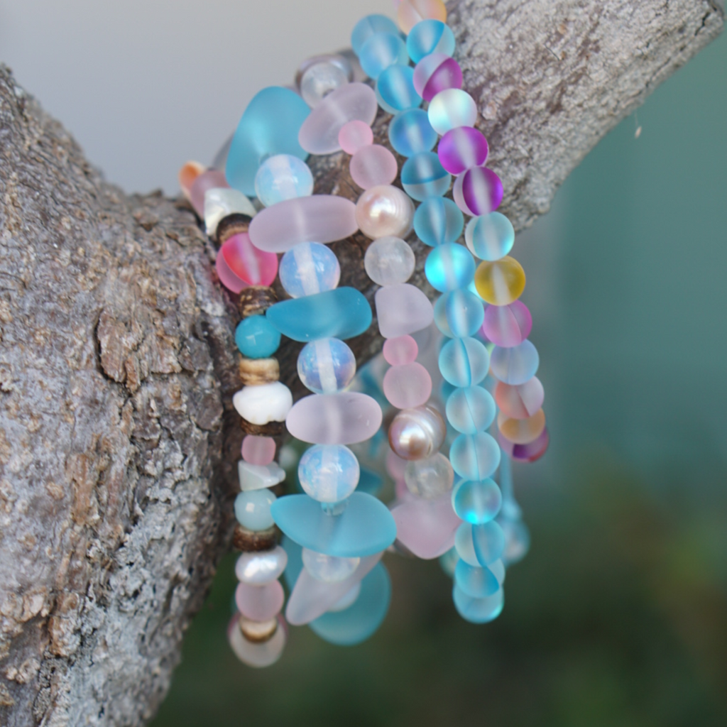Pink and Blue Pebble Bracelet