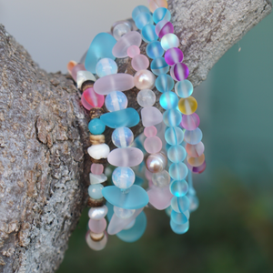 Pink and Blue Pebble Bracelet