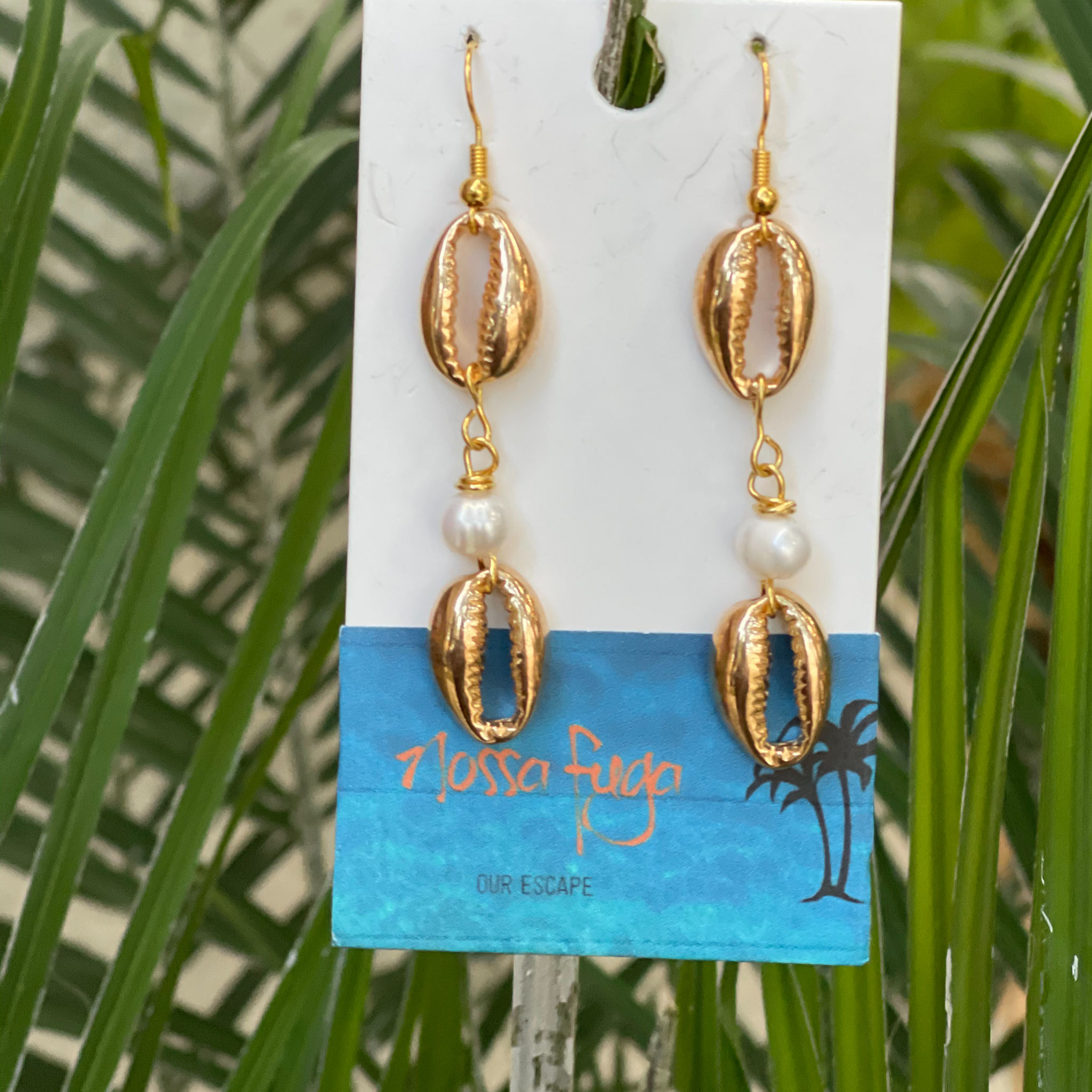 Gold Shell &  Pearl Earrings